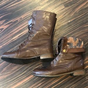 Men’s “cuff-able” brown combat boots